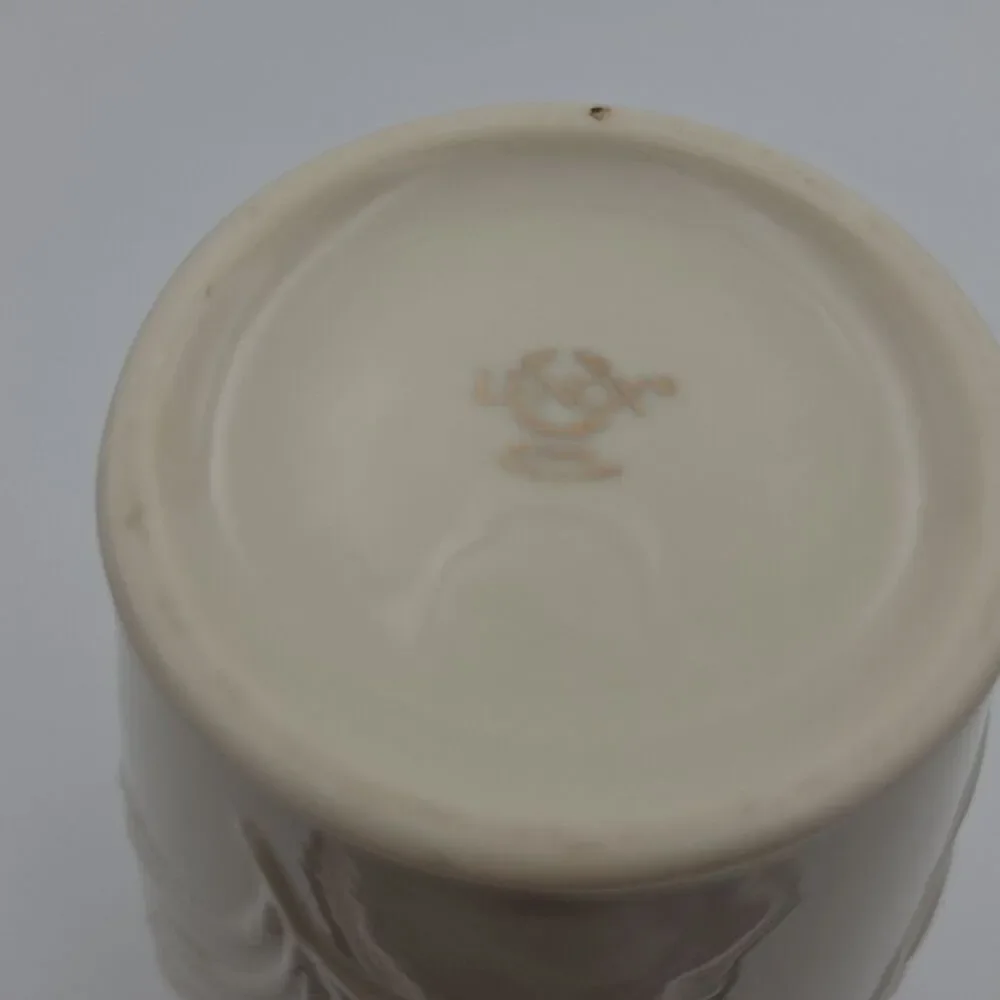 Lenox 8 in Ivory Porcelain Iris Floral Relief Vase 24K Gold Trim Made in USA